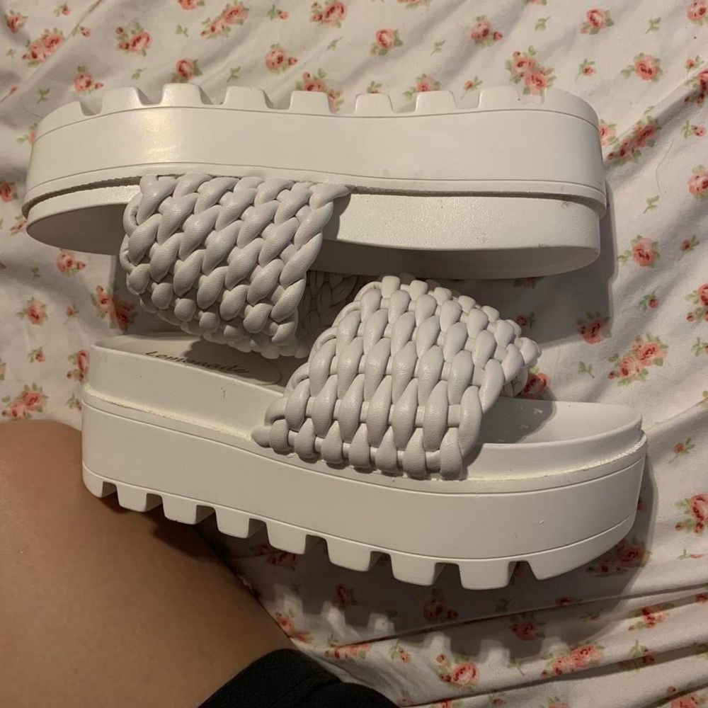 Chunky white platform sandals